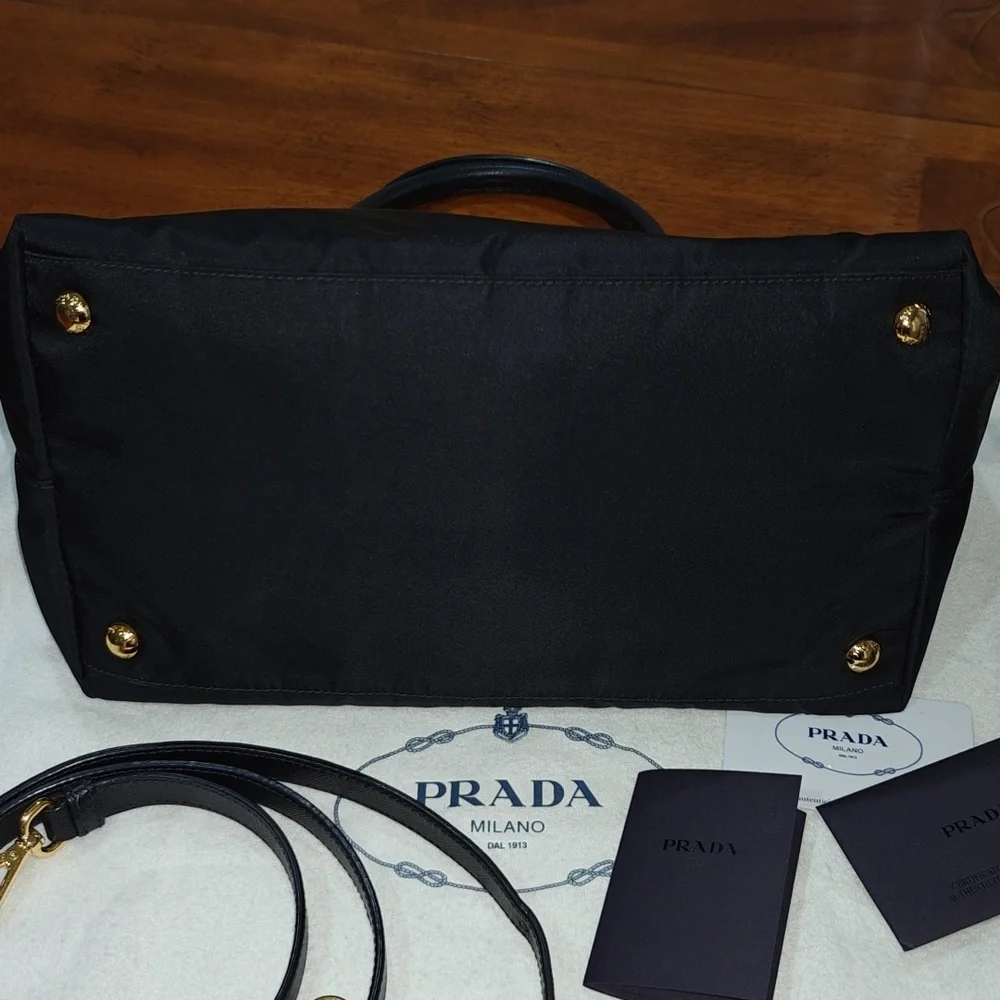Prada Black Nylon Satchel with Gold Hardware - Picture 4 of 16